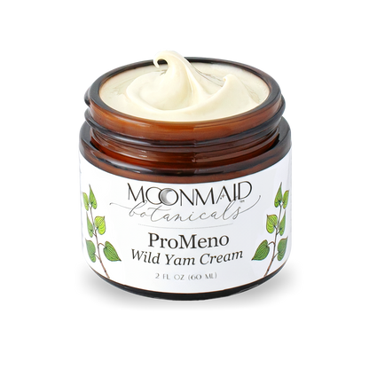 Amber Jar 2 oz of ProMeno Wild Yam Cream Showing Cream Texture